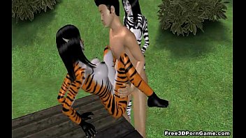 Two 3D cartoon furries getting fucked hard outdoors